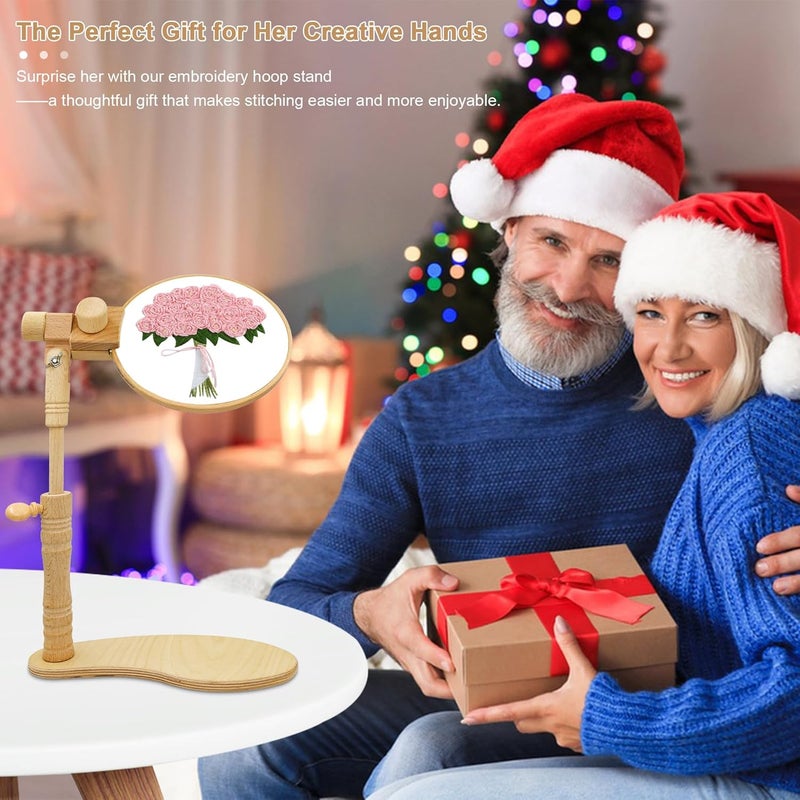 GuoFa Adjustable Embroidery Hoop Stand, Beech Wooden Cross Stitch Holder, Embroidery Lap Stand for Needlework, Tabletop Seat Frame Stand for Embroidery and Cross Stitch - Image 3